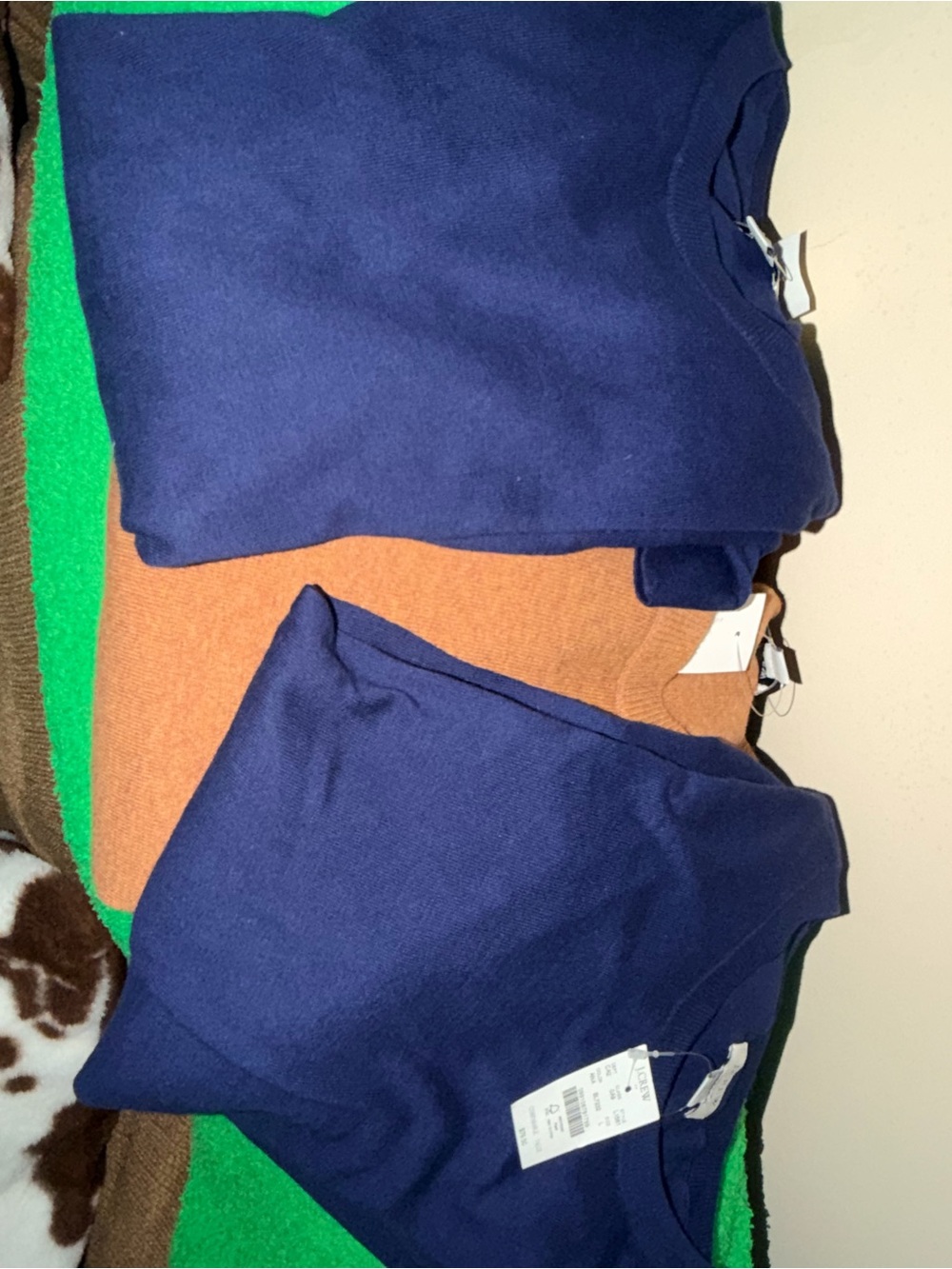 J crew Navy Blue sweater x 2 and one brown- camel
